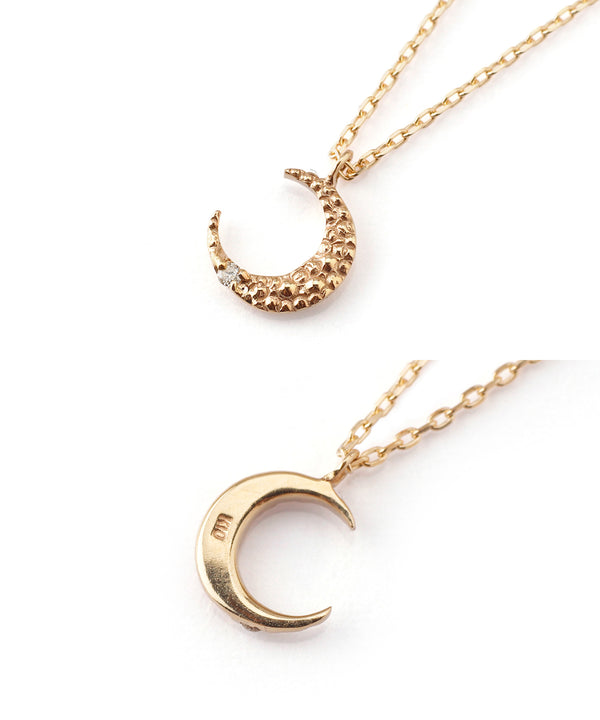 [Gift box included] Diamond crescent moon necklace [K10]