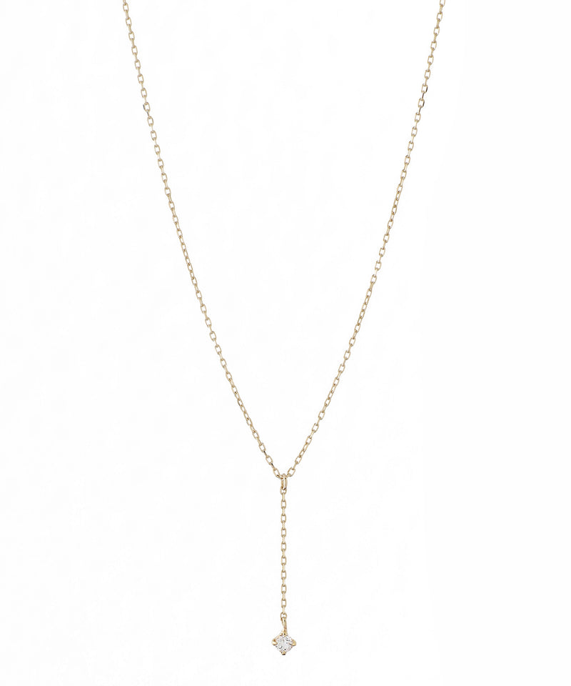 White Topaz Y-shaped Necklace (10K Gold) with Gift Box
