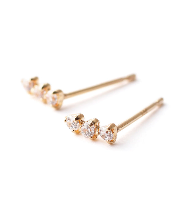 3連ジルコニアのベーシックピアス[K10]