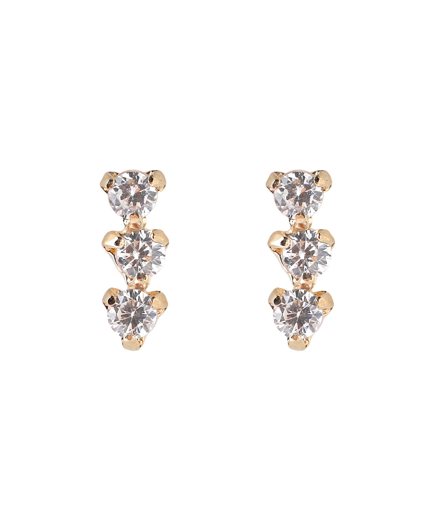 ANEMONE アネモネ 3連ジルコニア ピアス K10 10金 ANEMONE】3連ジルコニアのベーシックピアス[K10]｜SANPO ONLINE