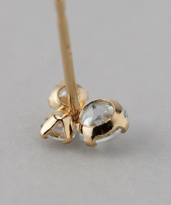 Natural stone and zirconia earrings [K10]