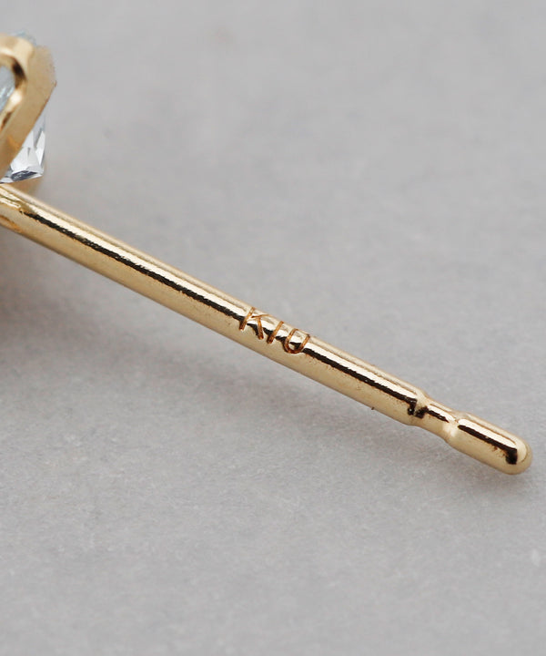 Natural stone and zirconia earrings [K10]