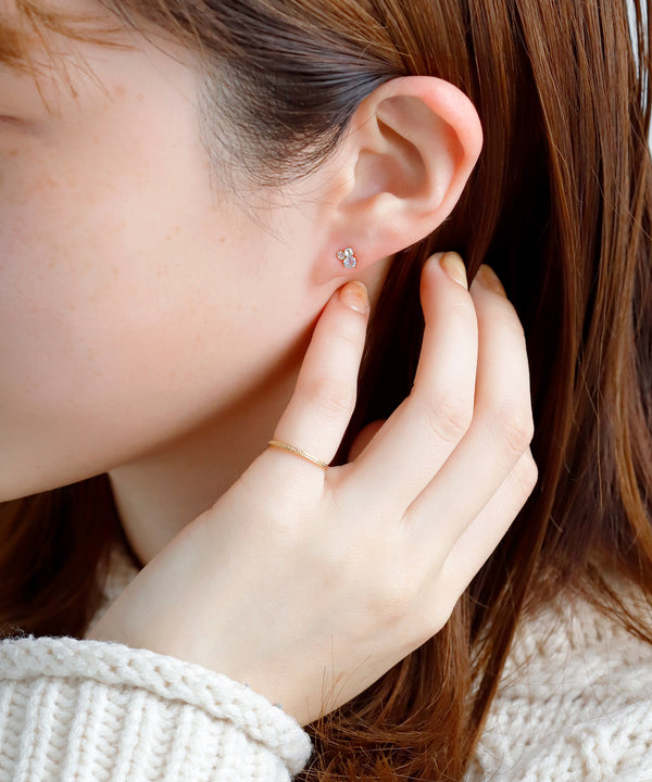 Natural stone and zirconia earrings [K10]