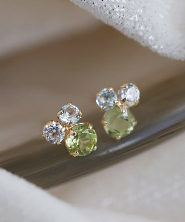 Natural stone and zirconia earrings [K10]