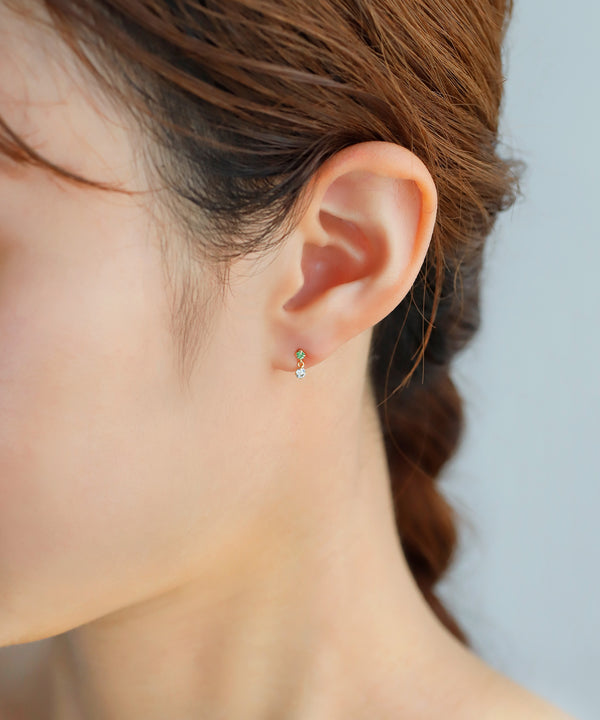 天然石×ジルコニアピアス[K10]