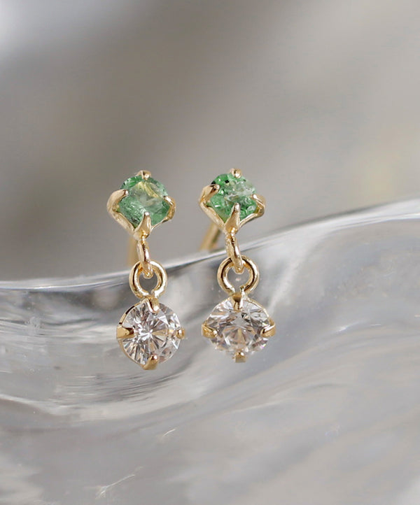 天然石×ジルコニアピアス[K10]