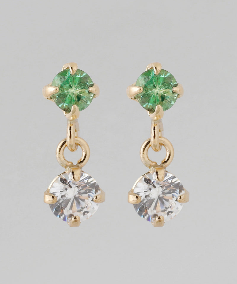 天然石×ジルコニアピアス[K10]