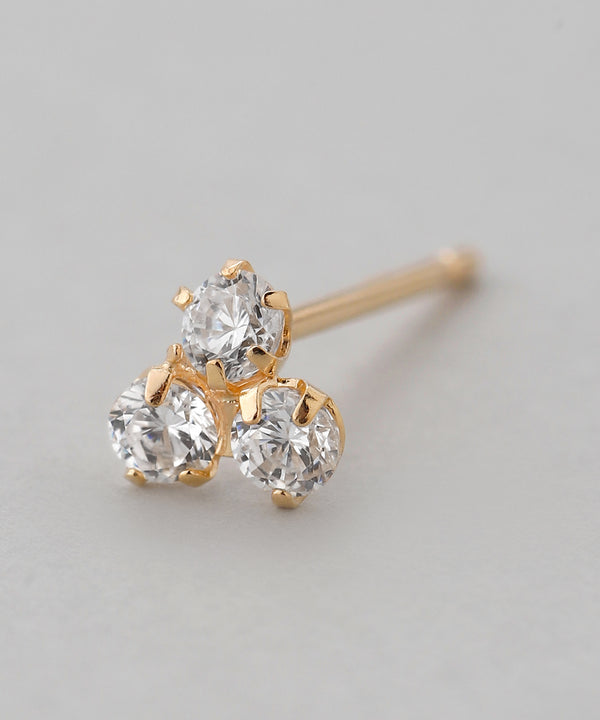 3粒ビジューピアス[K10]