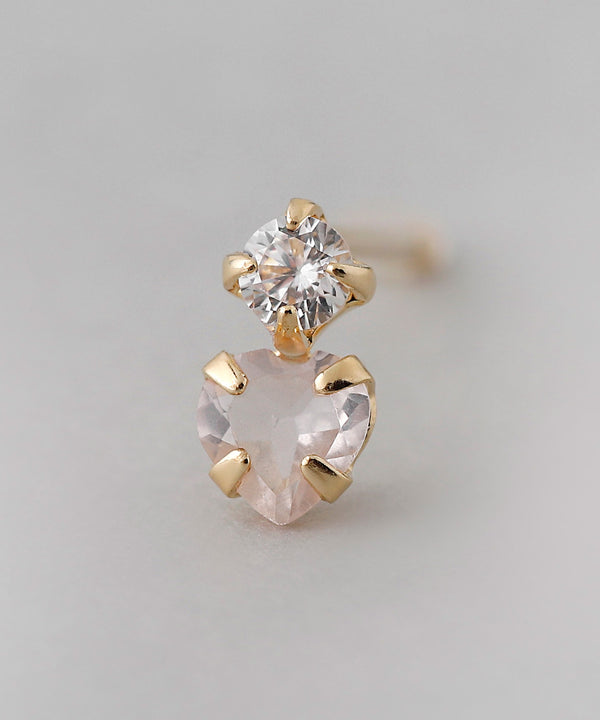 ハートストーンミニピアス[K10]