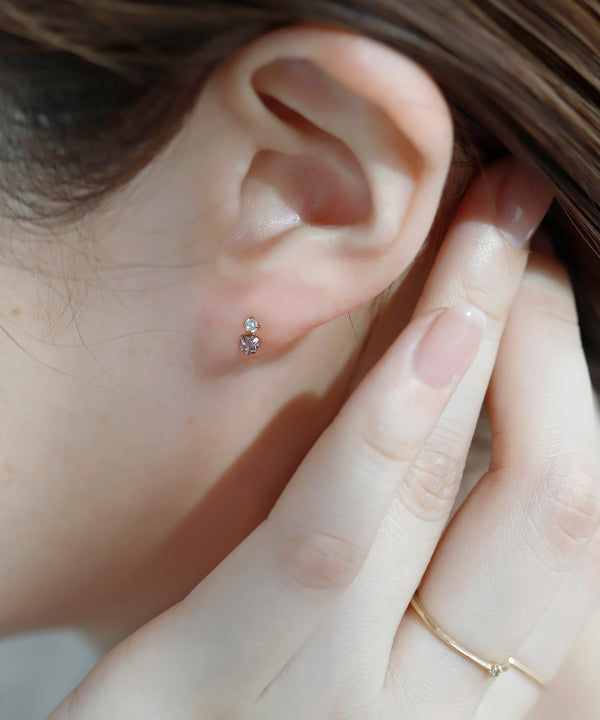 ハートストーンミニピアス[K10]