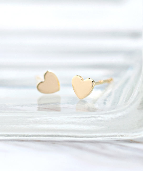 ハートプレートピアス[K10]