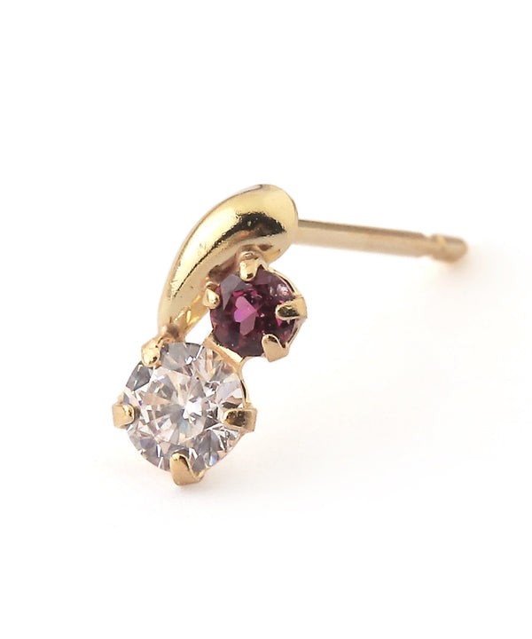 天然石×ドロップメタルピアス[K10]