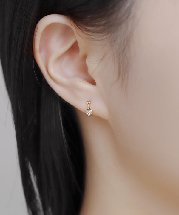 ジルコニアハートミニピアス[K10]