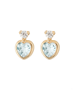 天然石ハートミニピアス[K10]