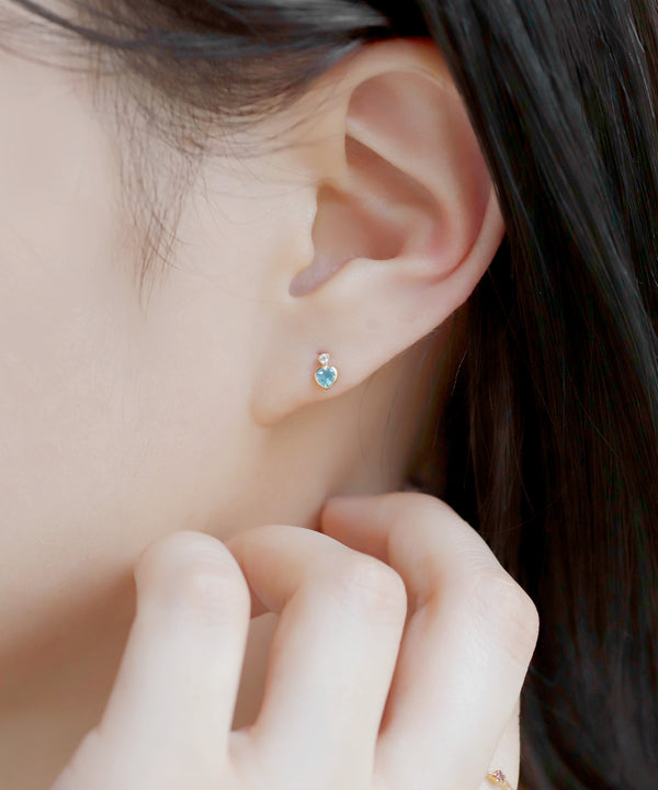 Natural stone heart mini earrings [K10]