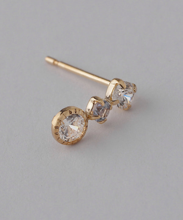 天然石x氧化鋯耳環[K10]