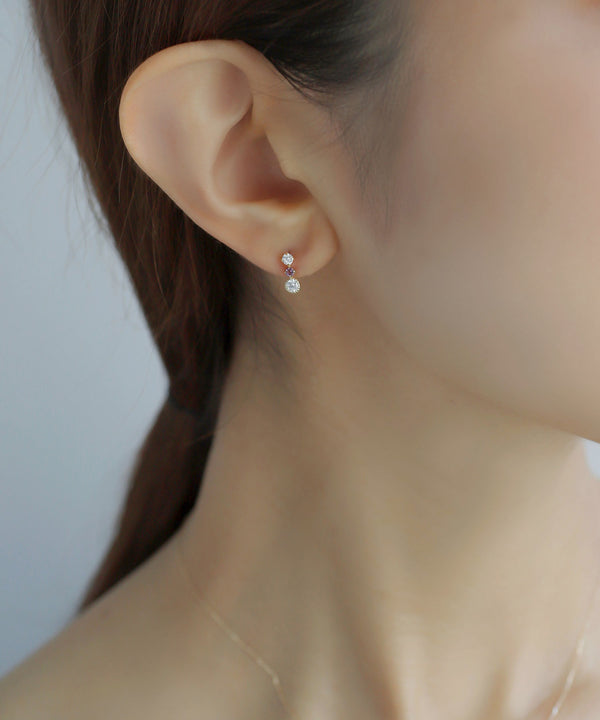 天然石x氧化鋯耳環[K10]