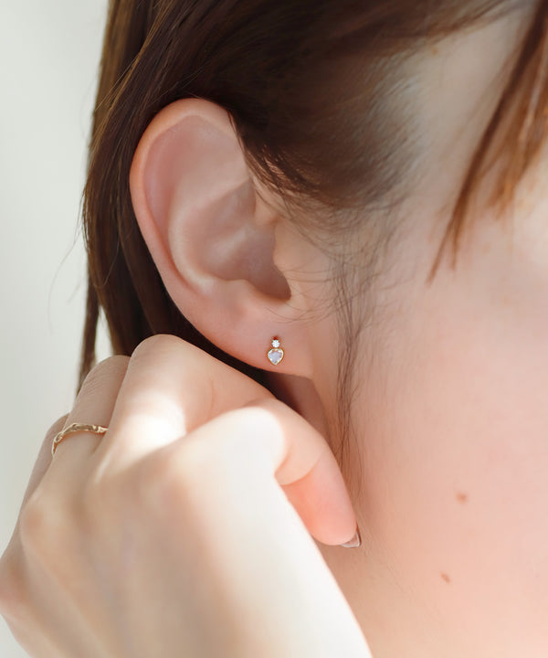 天然石ハートミニピアス[K10]
