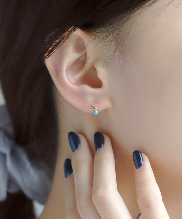 Gemstone sphere earrings [K10]