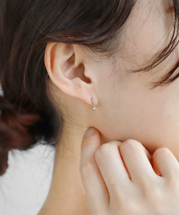2粒×スクエアビジューピアス[K10]