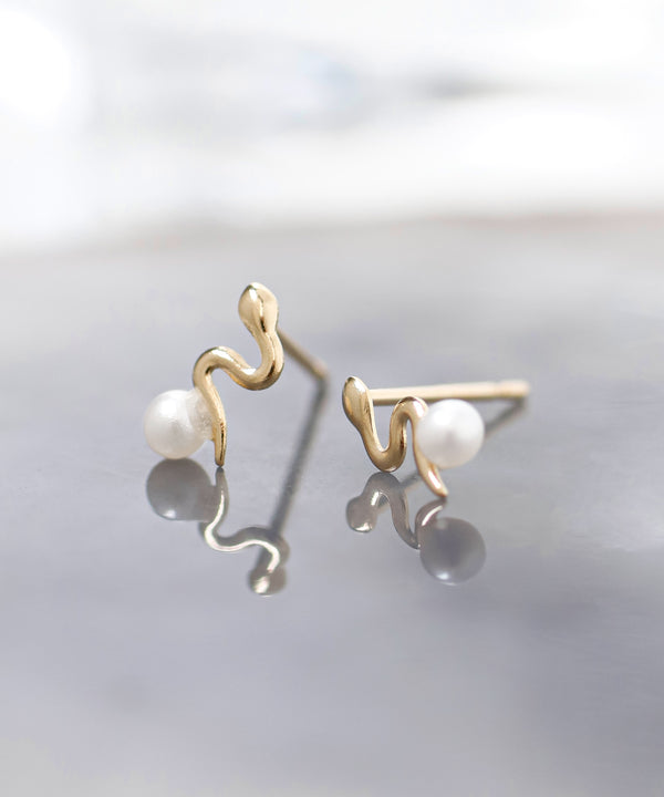 パール×ニュアンスラインピアス[K10]
