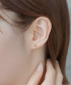 天然石ハートピアス[K10]