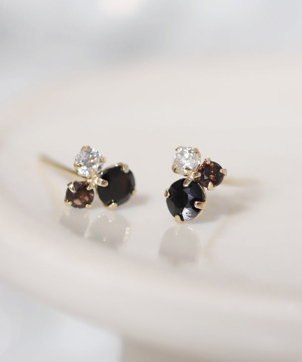 天然石×ジルコニアピアス[K10]