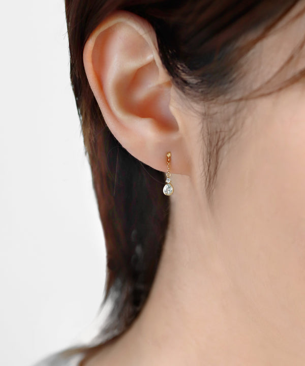 天然石ドロップチェーンピアス[K10]
