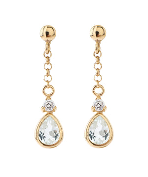 天然石ドロップチェーンピアス[K10]