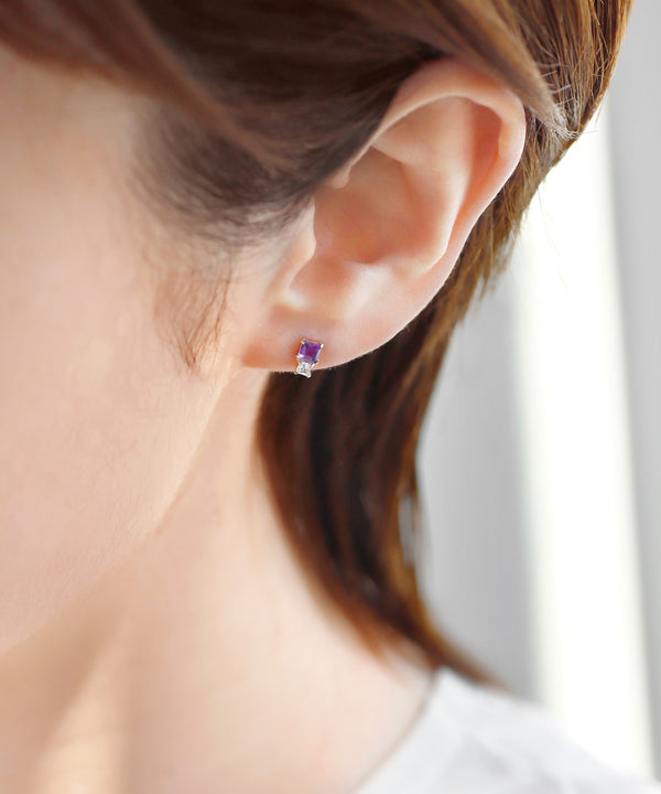 天然石スクエアピアス[K10]