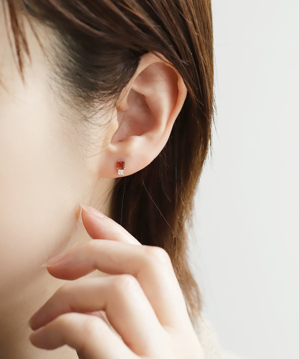 天然石スクエアピアス[K10]