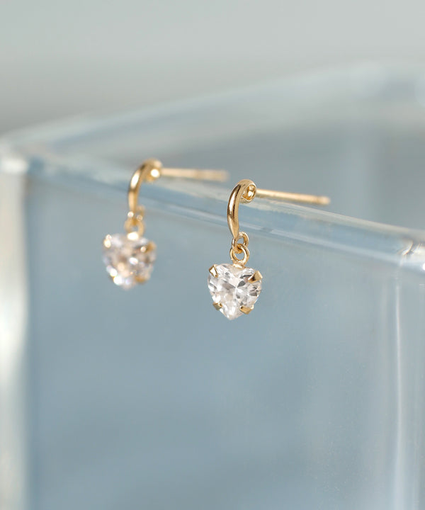 カーブライン×ハートビジューピアス[K10]