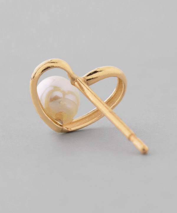 淡水パール×ハートピアス[K10]