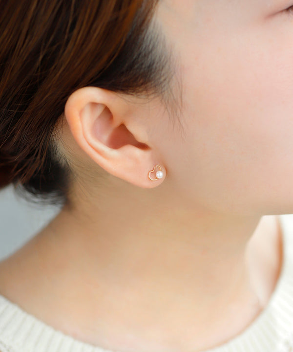 淡水パール×ハートピアス[K10]