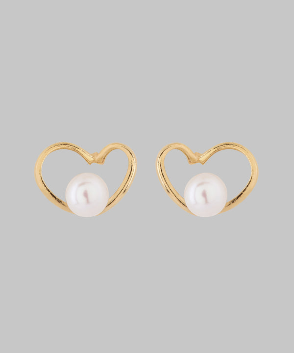 淡水パール×ハートピアス[K10]