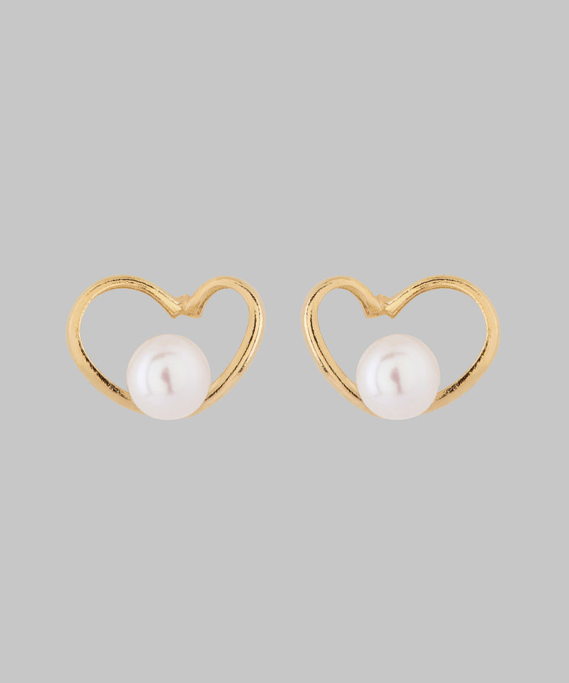 淡水パール×ハートピアス[K10]