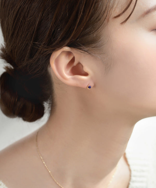 天然石×ムーンピアス[K10]