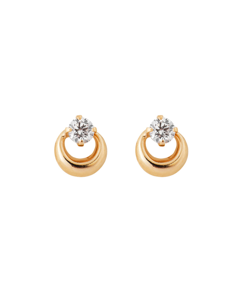 1粒ビジュー×サークルラインピアス[K10]