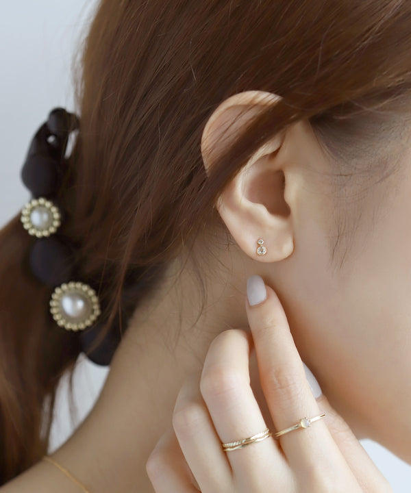 2粒ビジューピアス[K10]