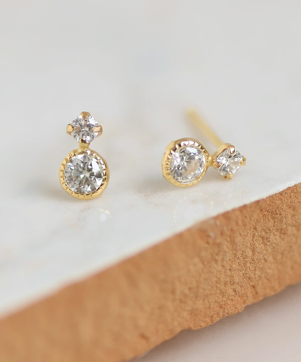 2粒ビジューピアス[K10]
