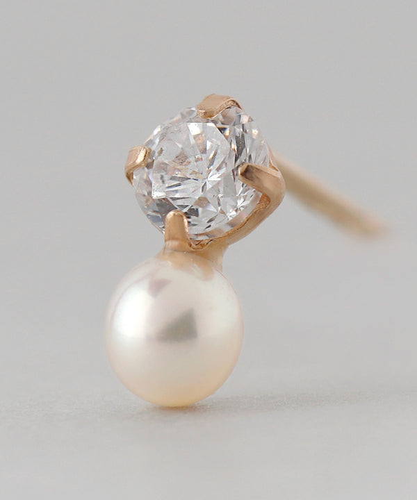 ビジュー×パールピアス[K10]
