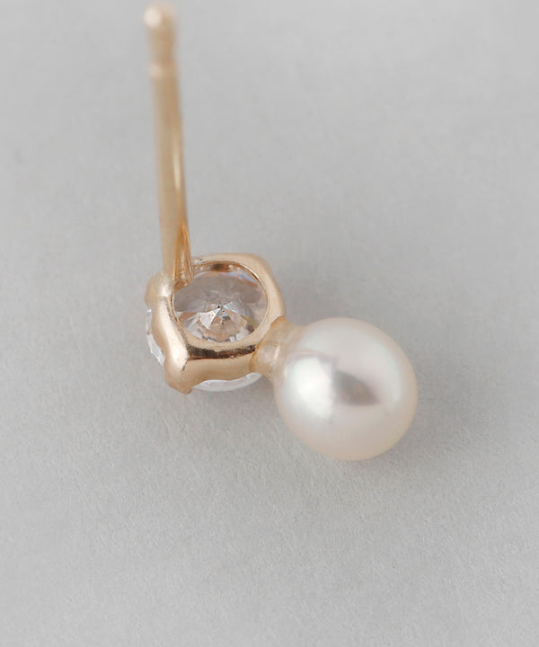 ビジュー×パールピアス[K10]