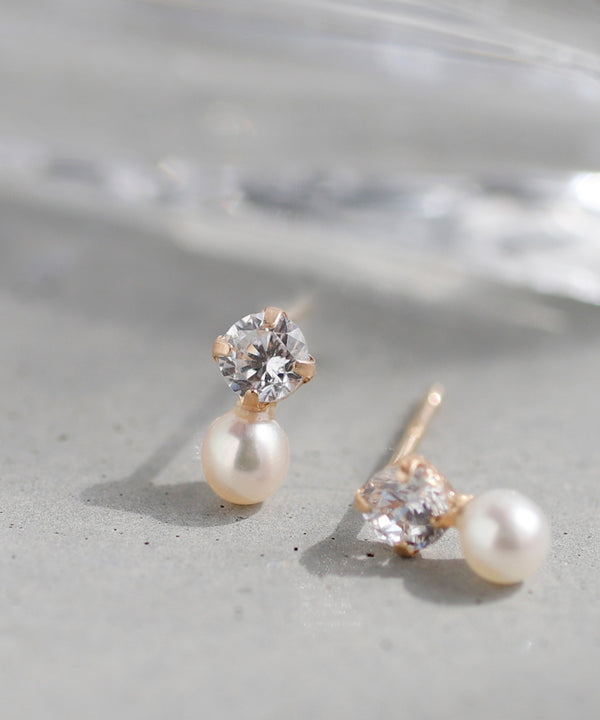 ビジュー×パールピアス[K10]