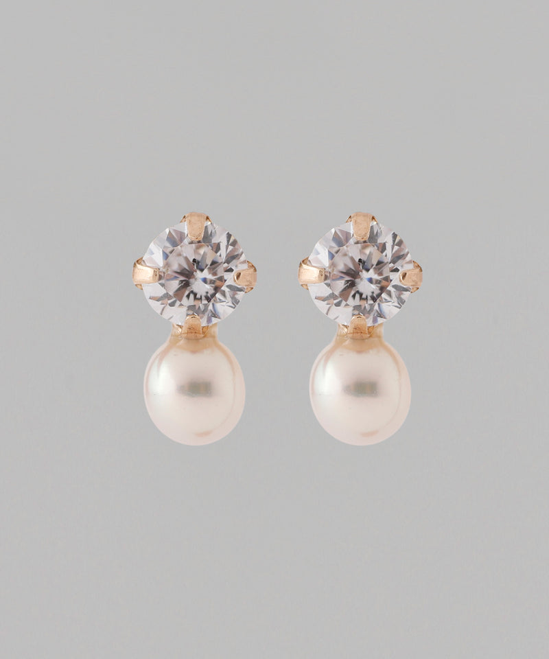 ビジュー×パールピアス[K10]