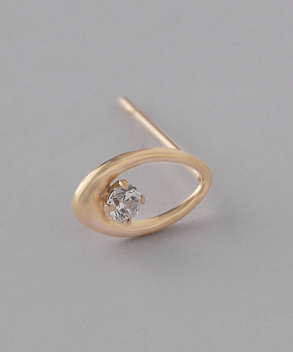 1粒ジルコニア×オーバルピアス[K10]