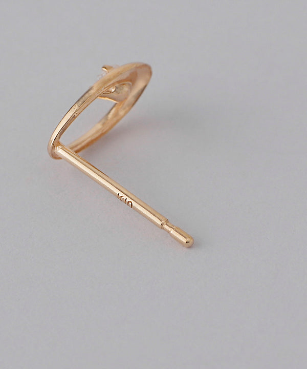 1粒ジルコニア×オーバルピアス[K10]