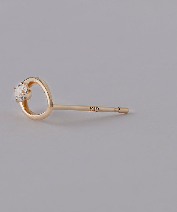 1粒ジルコニア×オーバルピアス[K10]