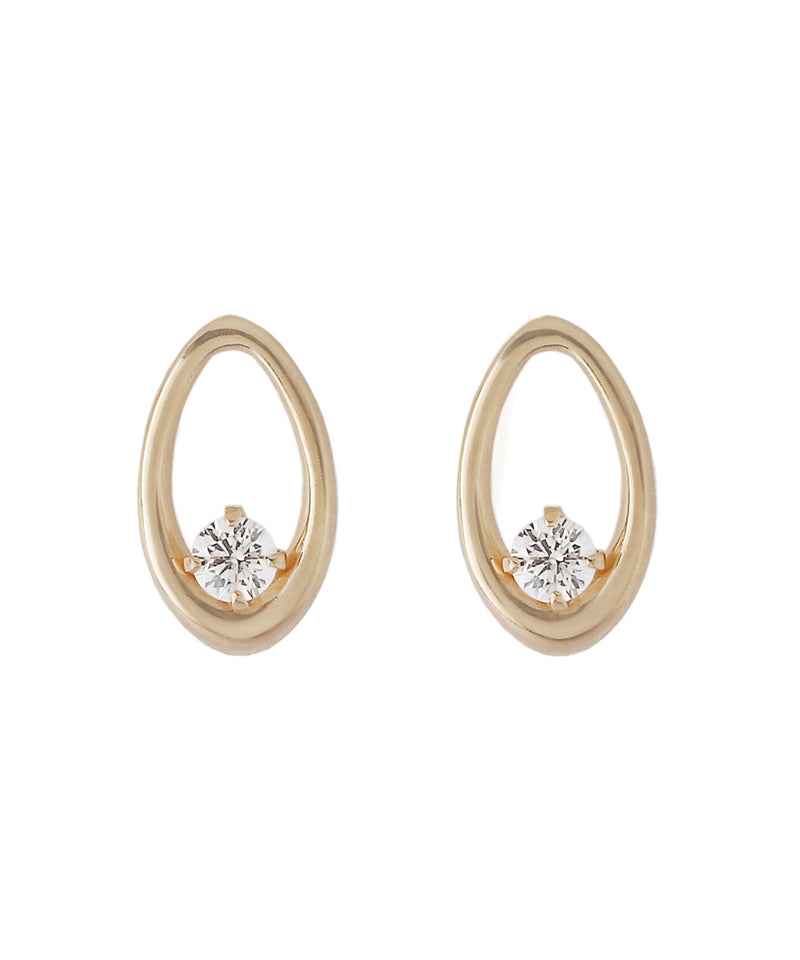 1粒ジルコニア×オーバルピアス[K10]