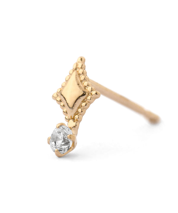 ビジュー×ダイヤモチーフピアス[K10]