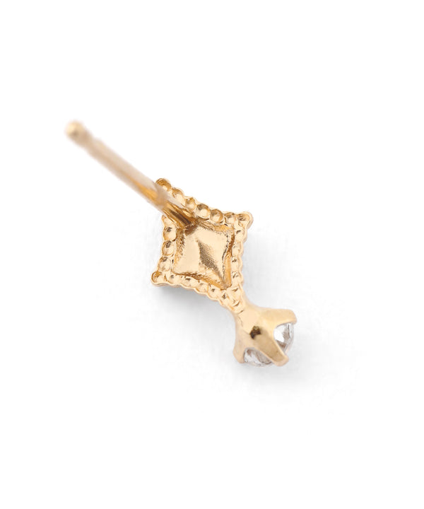 ビジュー×ダイヤモチーフピアス[K10]